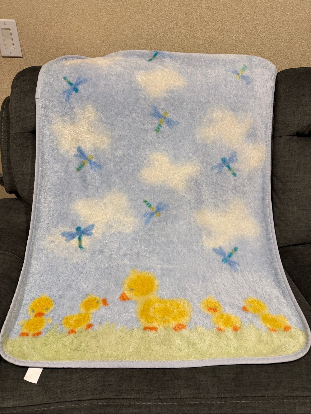 Vintage Soft Duckling Plush Throw Blanket by Carters